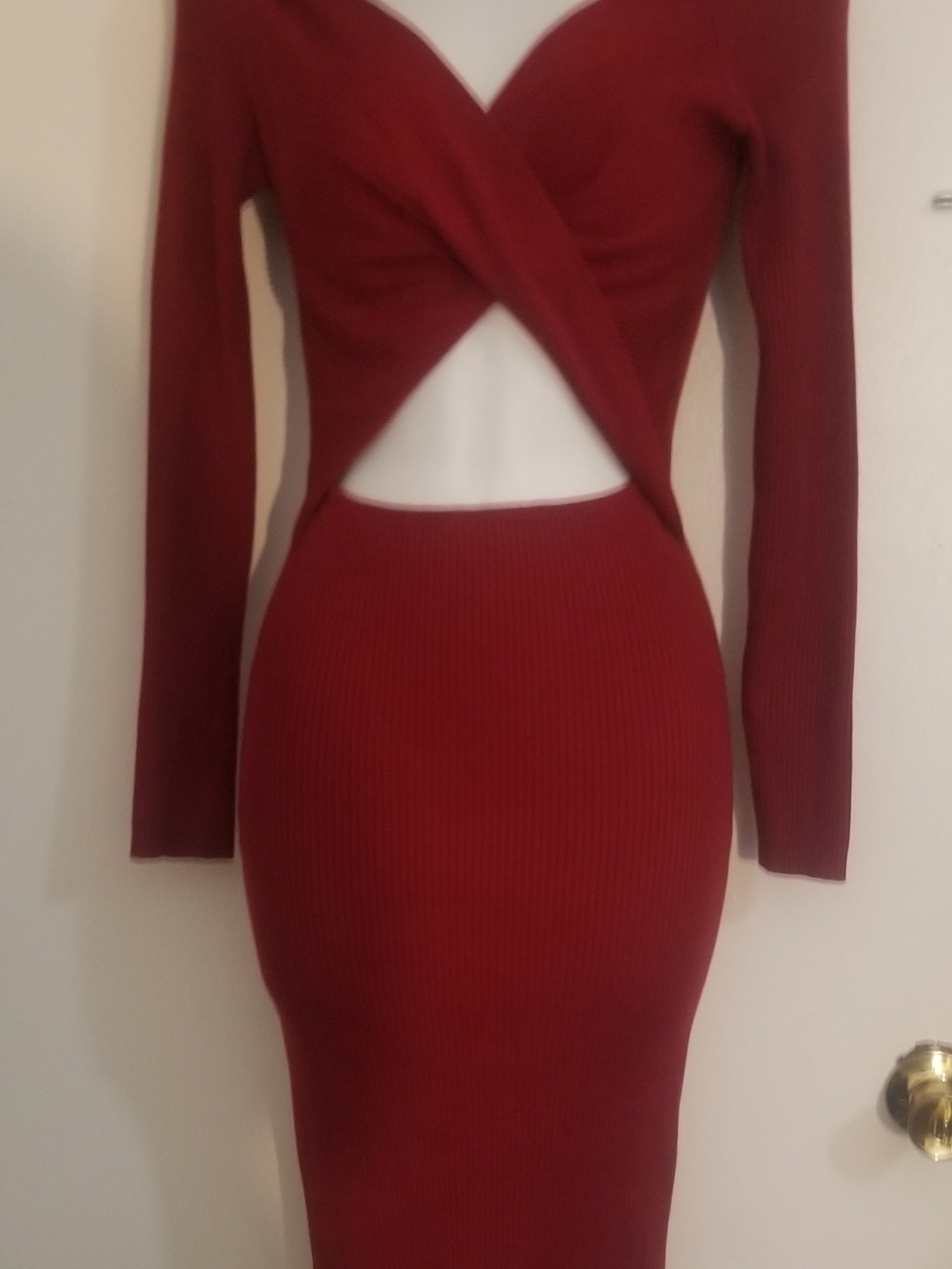 NWOT Long Sleeve Cutout Bodycon Dress in Burgundy